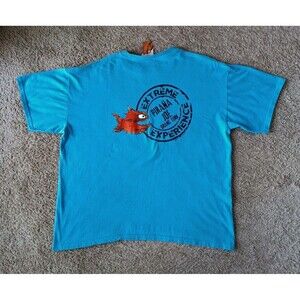 Pirana Joe T-Shirt Men's Large Blue Graphic Print Short Sleeve Vintage